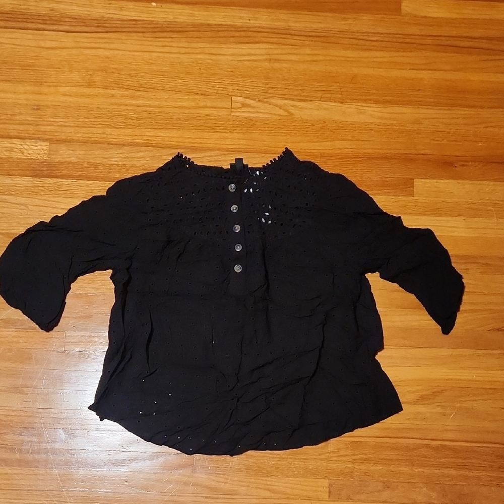 Torrid Black Eyelet Button-Up Blouse